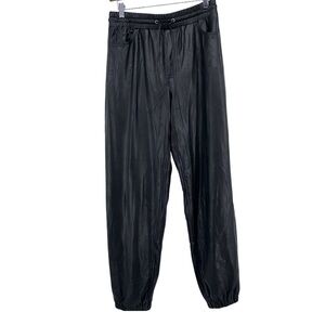 Express Women Faux Black Leather Pull On‎ High Rise Jogger Pants Size Small